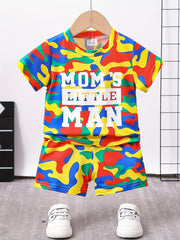 2pcs 'Mama's Little Man' Camo T-shirt & Shorts Set for Baby Boys