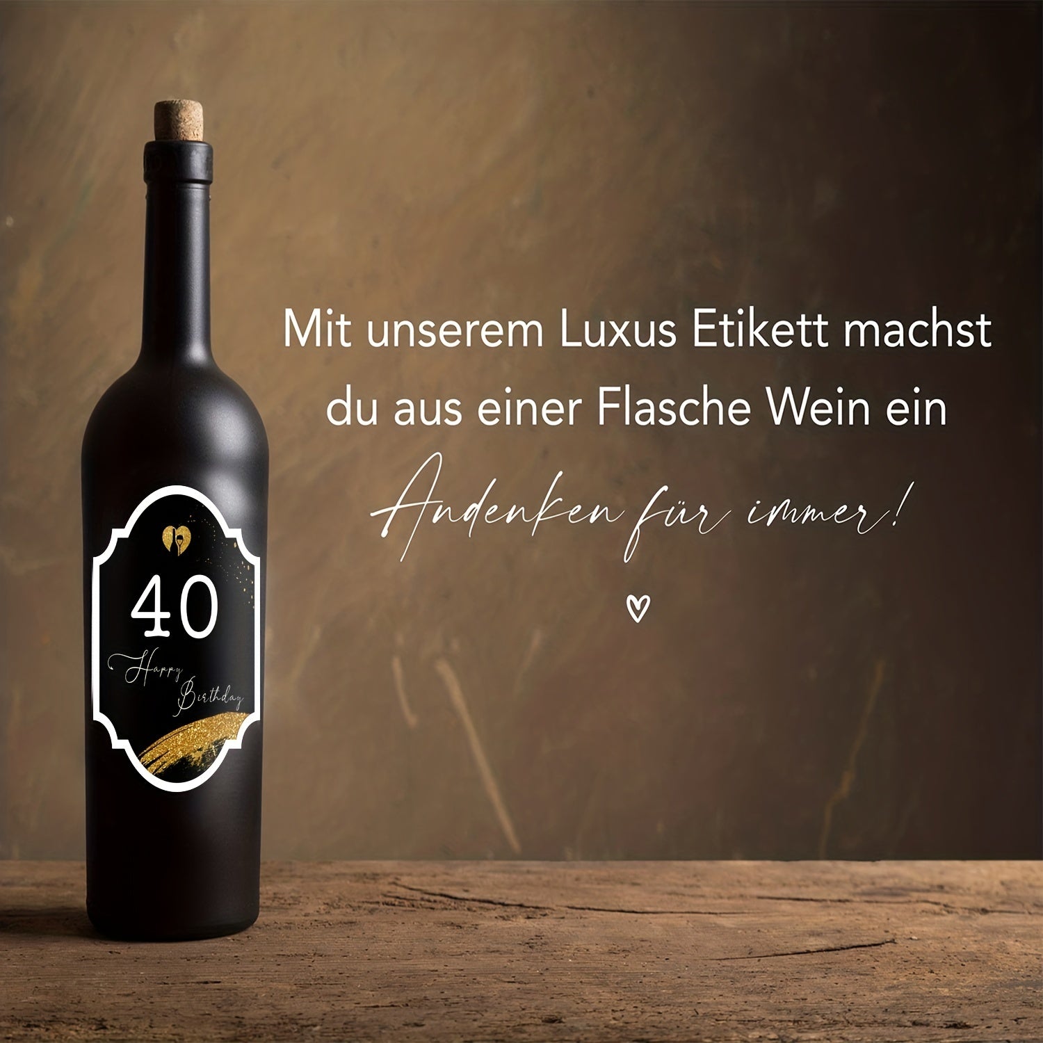2pcs 40th Happy Birthday Wine Bottle Labels Personalized Self Adhesive