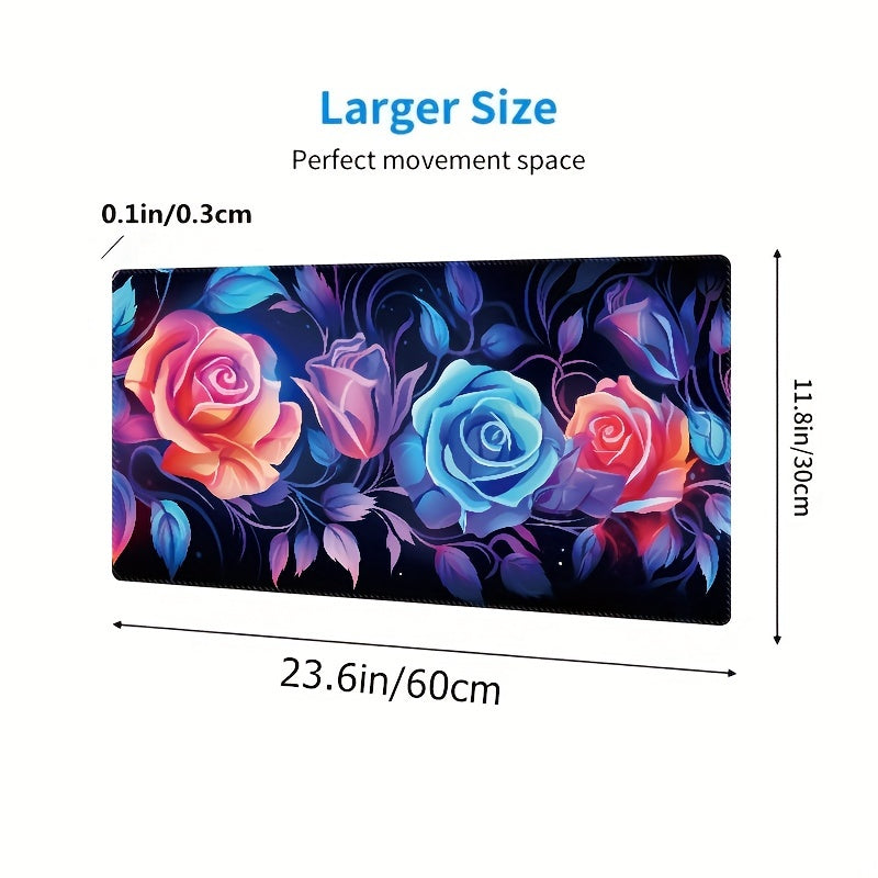 Large Flower Gamer Mouse Pad - Non-Slip Waterproof Natural Rubber Base