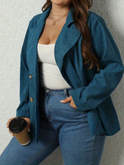 Corduroy Lapel Collar Long Sleeve Double Breast Blazer