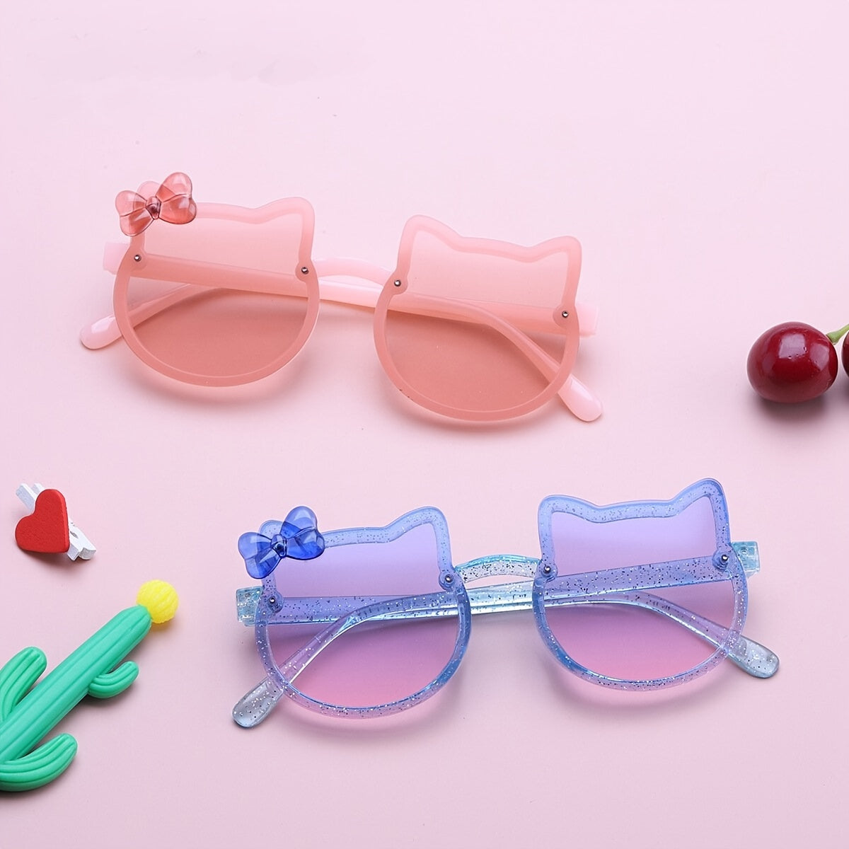 Girls Cat Bow Sunglasses UV Protection Sunshade Glasses