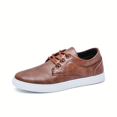 Men's Lace-up PU Leather Skate Shoes with Good Grip