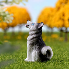 Husky Statue Micro Landscape Decoration - Small Dog Animal DIY Bonsai Accessorie