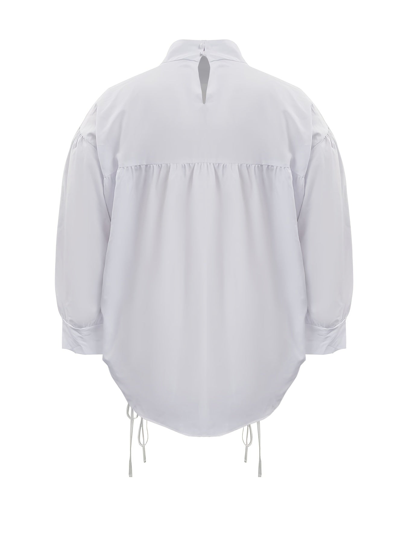 High Neck Lantern Sleeve Ruched Stretch Dress