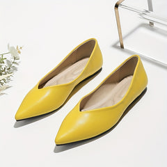 Women's Pointed Toe Flat Shoes Soft Sole Faux Leather Casual Ballet Flats