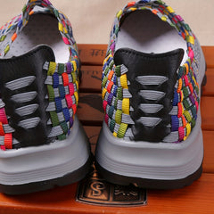 Colorful Braided Walking Shoes Low Top Slip On Casual Outdoor Shoes