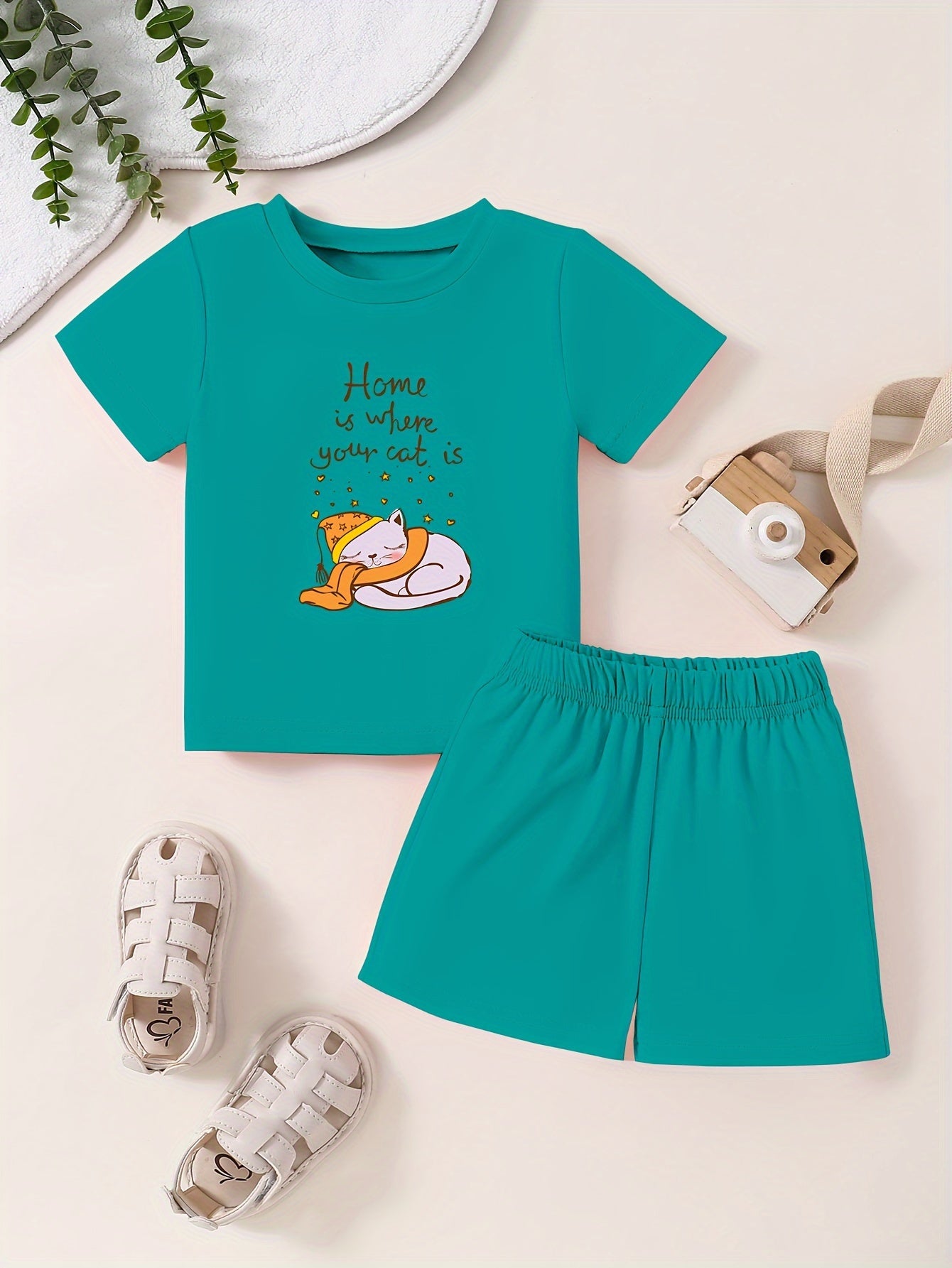 Toddler Kid 2pcs Bottoming Set Short Sleeve T shirt & Matching Shorts