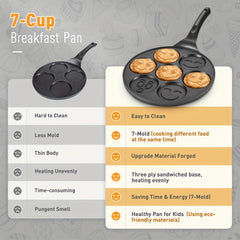 Mini Pancake Griddle Pan with 7 Mold Cookware Kitchenware
