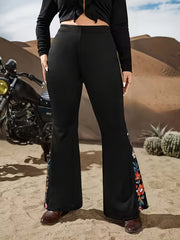 Floral Print High Rise Flared Leg Trousers