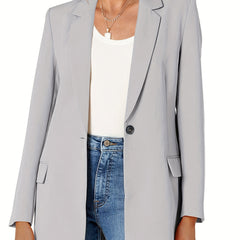 Basic Blazer Women's Plus Solid Long Sleeve Lapel Collar Workwear Blaz