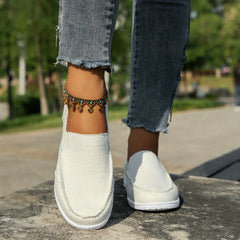 Women's Flat Canvas Shoes Casual Slip On Loafers Lightweight Walking Shoes