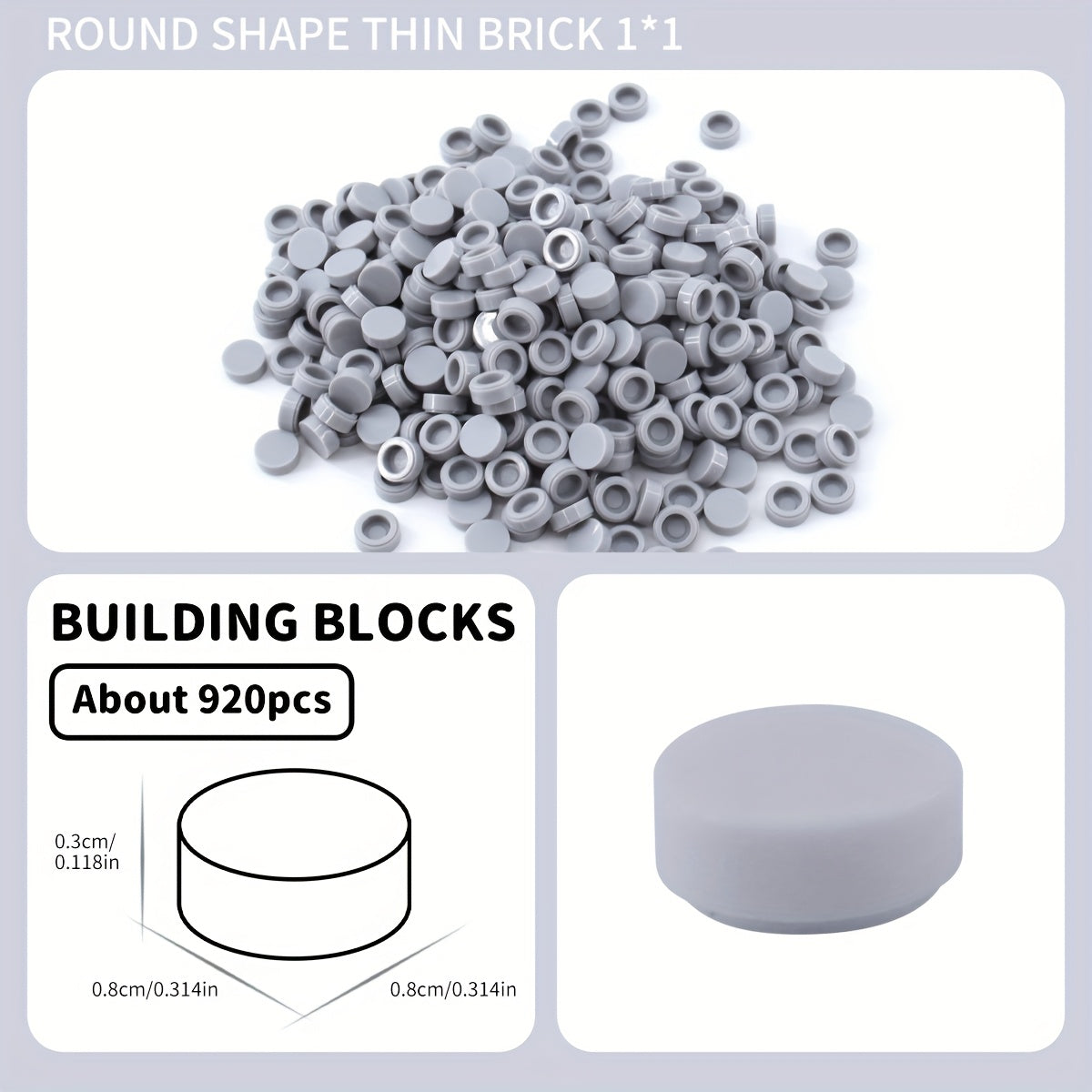 920pcs 1x1 Round Special Bricks Small Particle Mixed Loose Brick Accessories