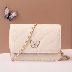 Girls Butterfly Chain Crossbody Bag Argyle Shoulder Coin Purse