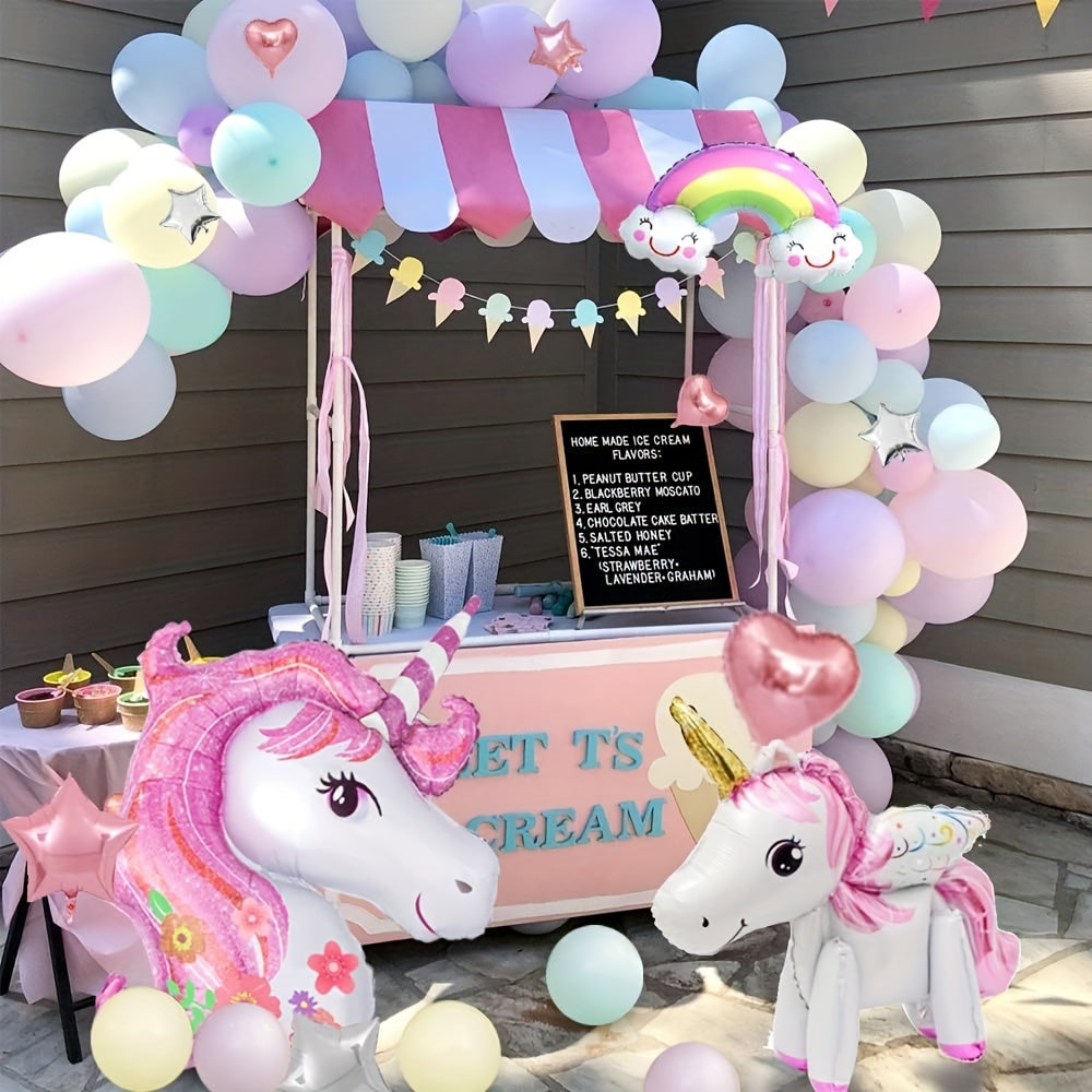 Pastel Balloon Garland Unicorn Cake Decoration Pink Birthday Party