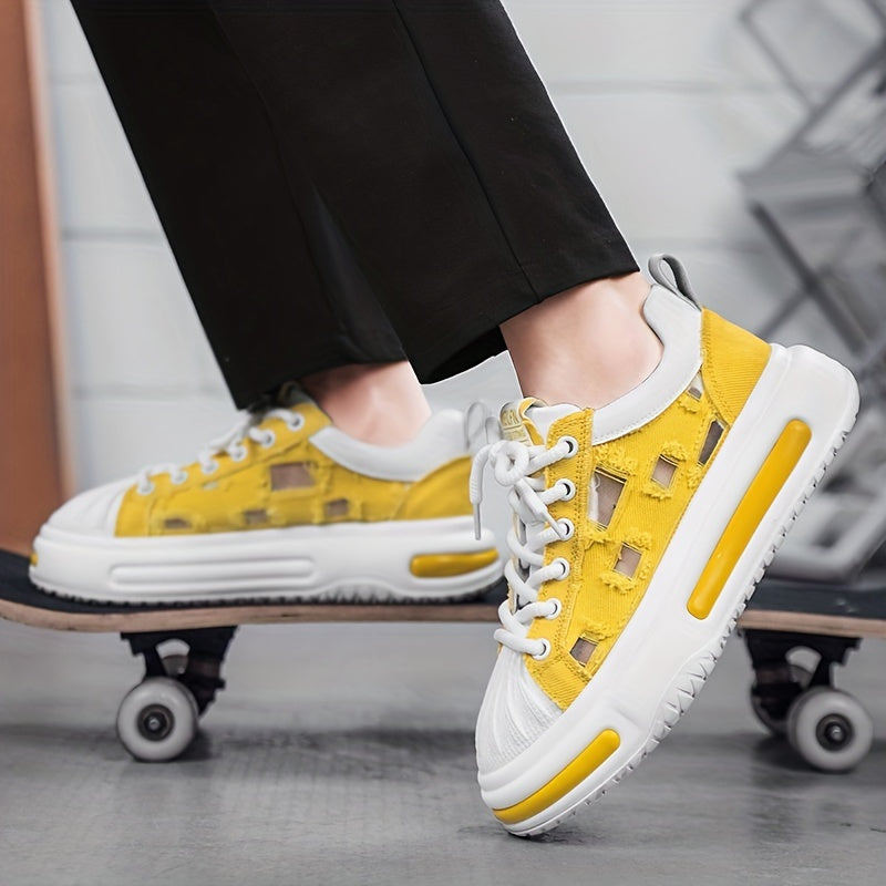 Men's Chunky Lace-Up Sneakers Ripped Shoes