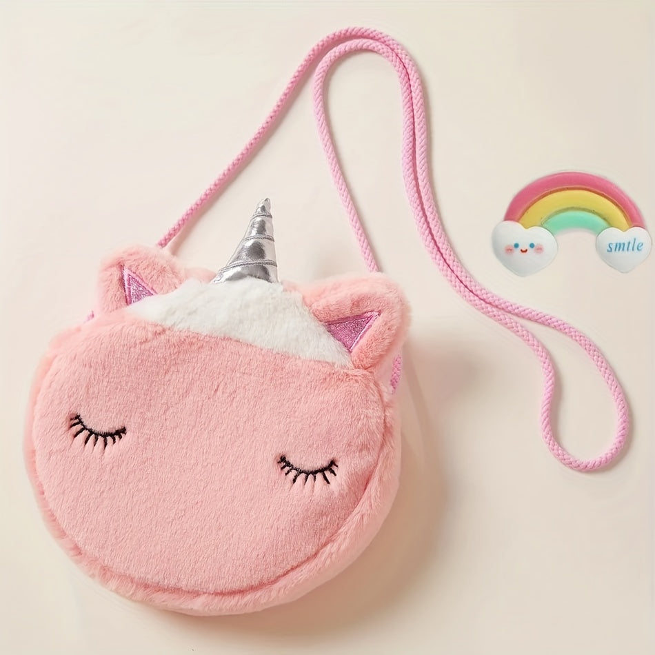 Girls Unicorn Plush Crossbody Bag for Kids