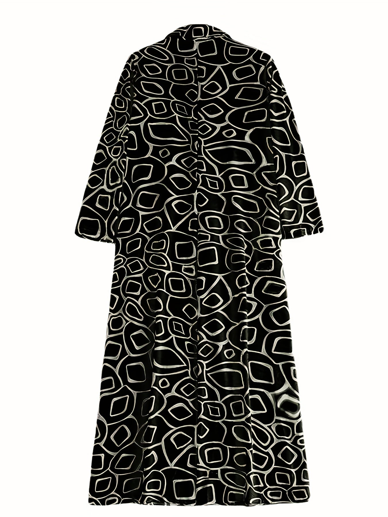 Graphic Print Maxi Dress Long Sleeve Ruched Dress With Collar