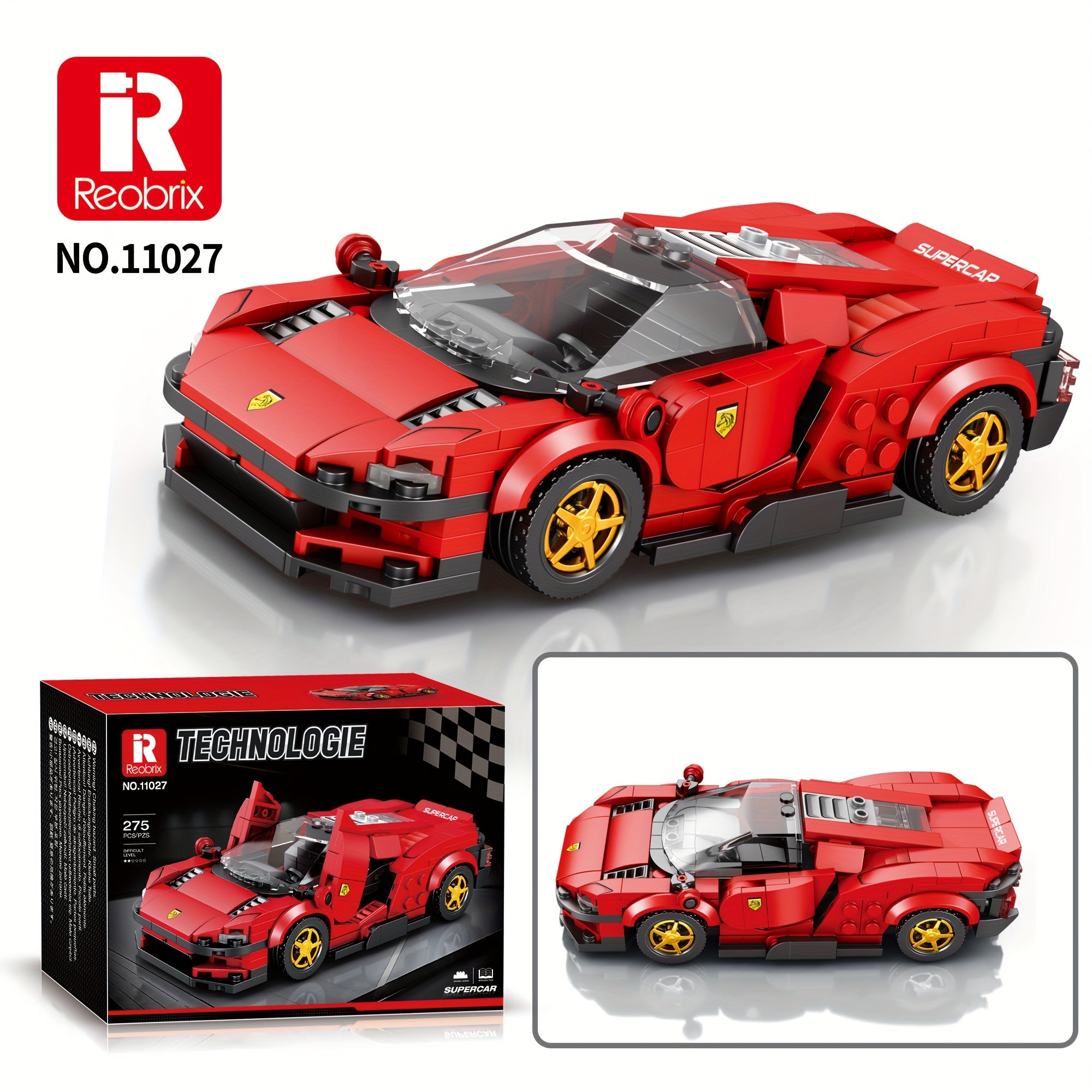 275pcs Red Sports Car Building Blocks Set for Racing Enthusiasts