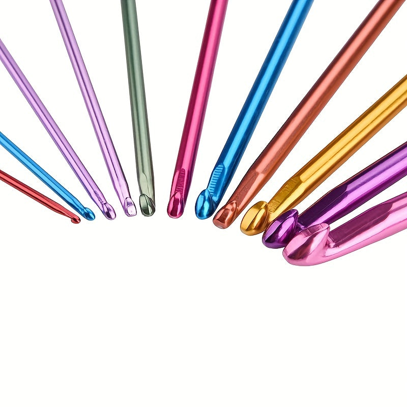 11pcs Colorful Aluminum Crochet Set with Beads for Knitters