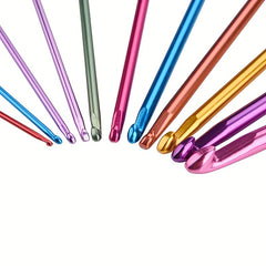 11pcs Colorful Aluminum Crochet Set with Beads for Knitters