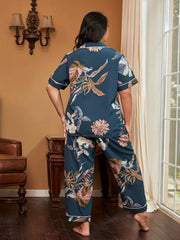 Floral Print Blouse & Pants Lounge Set