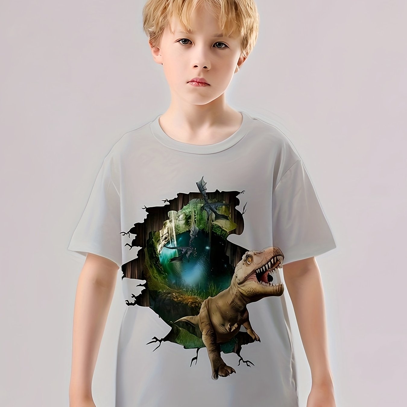 Dinosaur 3D Print T-Shirt for Boys and Girls 4-14 Years