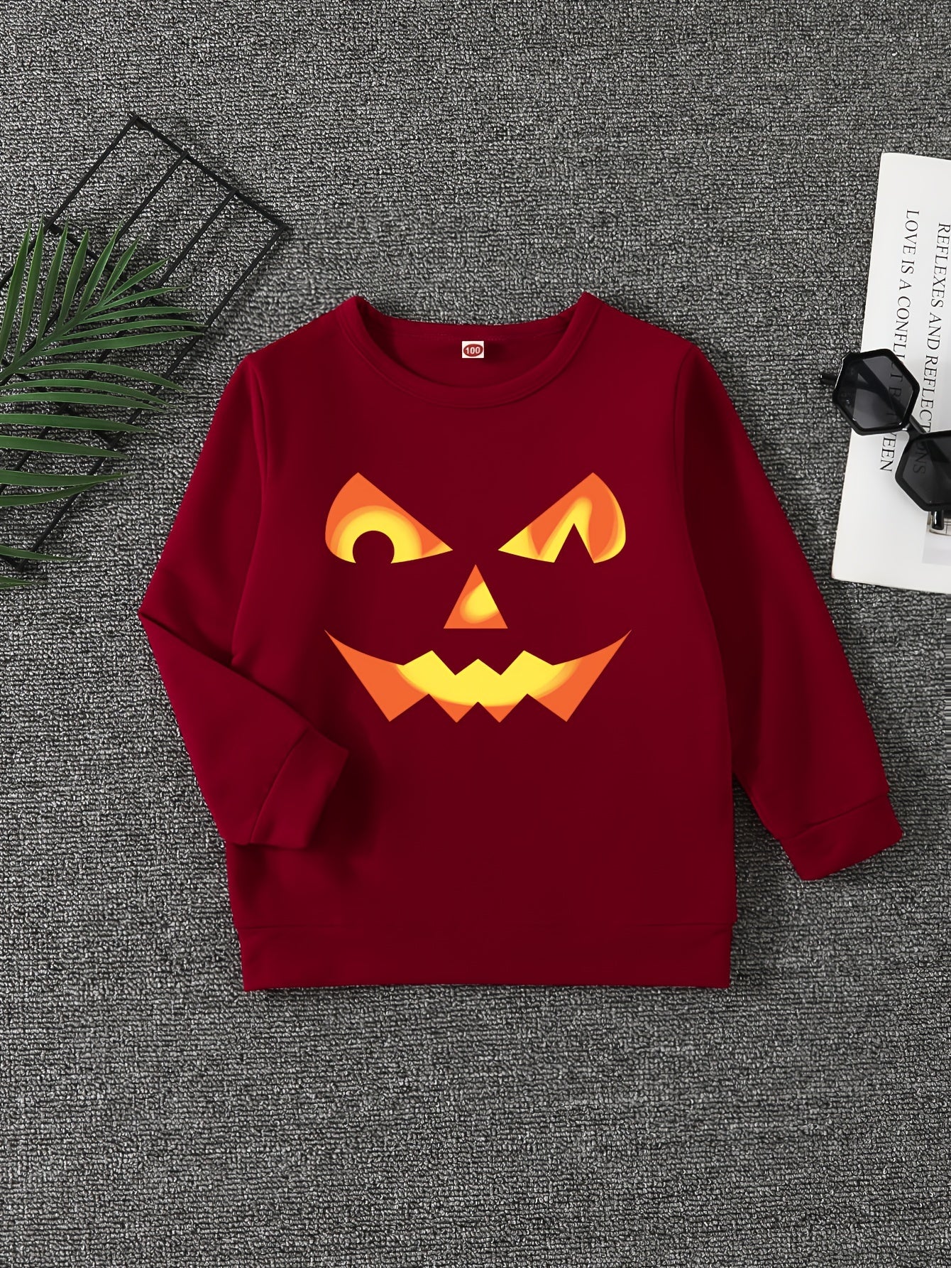 Halloween Pumpkin Face Print Boys Sweatshirt