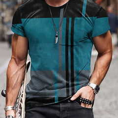 Vintage Style Printed Tee Shirt Men's Casual Round Neck Street Tee