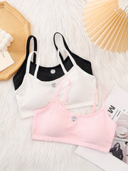 3pcs Girl's Comfy Bralette Solid Underwear for Kids