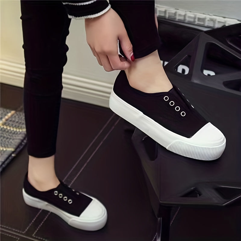 Women's Colorblock Canvas Slip-On Shoes Lightweight Outdoor Comfy Shoes