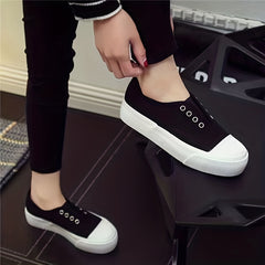 Women's Colorblock Canvas Slip-On Shoes Lightweight Outdoor Comfy Shoes