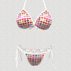 Heart Print Halter Bra & Panty Set