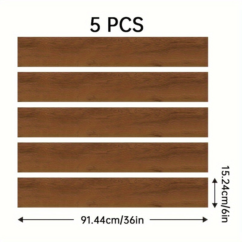 5pcs Wood PVC Floor Tile Peel And Stick Natural Grey Wood Grain Look