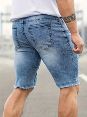 Men's Ripped Denim Shorts Street Style Distressed Denim Shorts