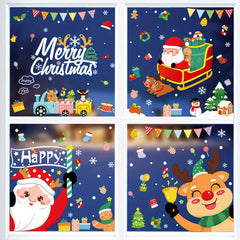 Christmas Snowman & Reindeer Window Stickers Static Cling Decoration
