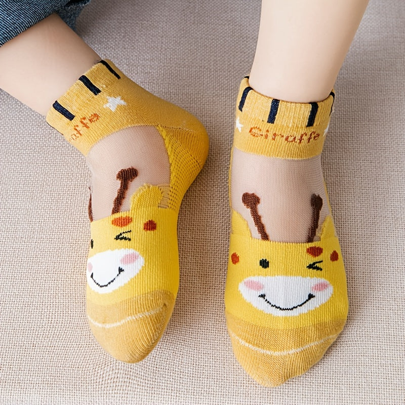 5 pairs Kids Ultra-thin Breathable Cartoon Bee Animal Socks