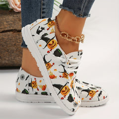Women's Halloween Pumpkin Pattern Skate Shoes Lightweight Loafers