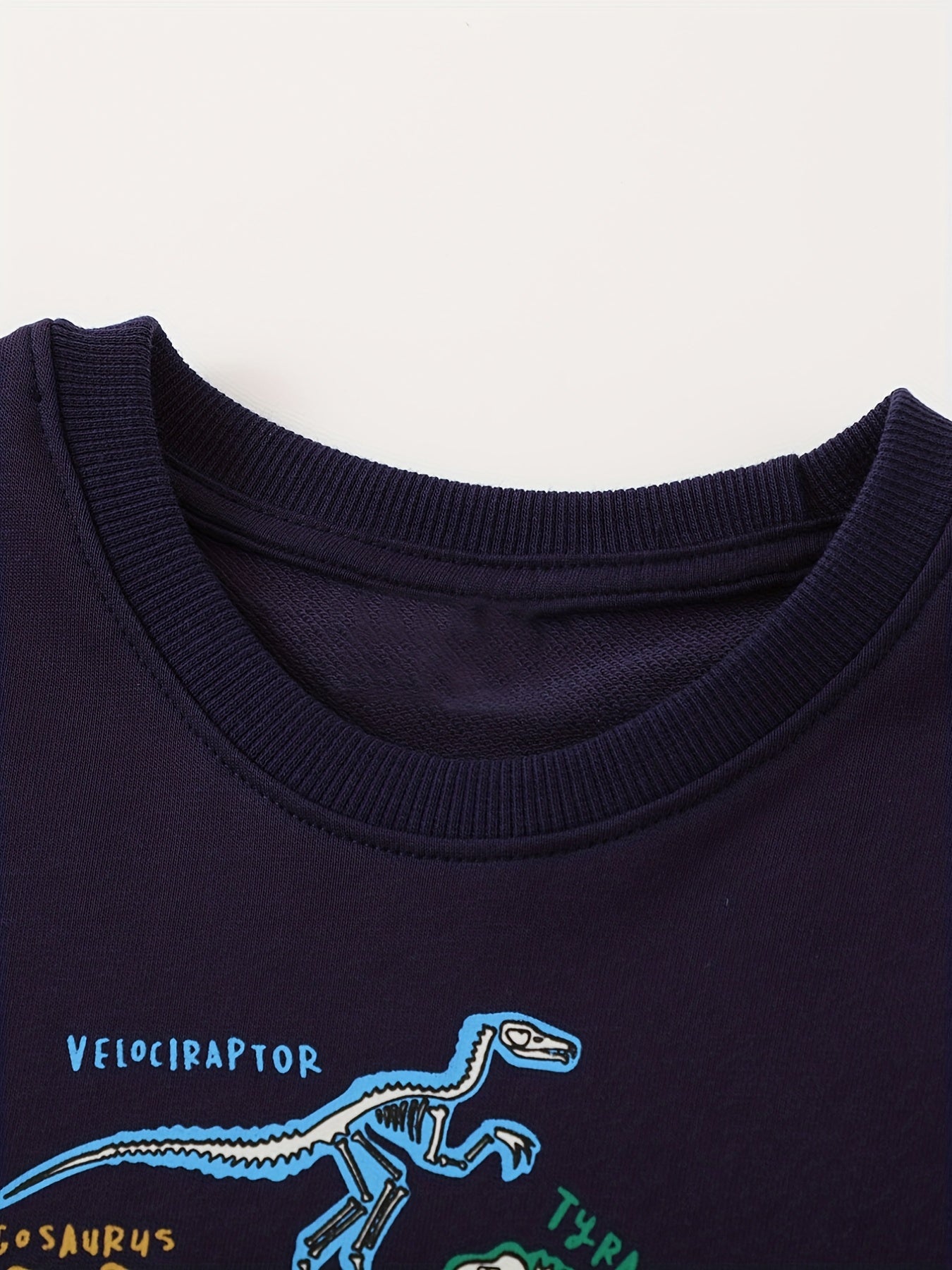 Luminous Dinosaur Print Boys Sweatshirt Crew Neck Tops
