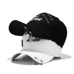 Stylish Baseball Cap with Iron Ring Decoration for Students and Young Adults