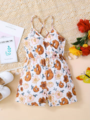 Toddler Girls Flowers Cami Rompers Jumpsuits
