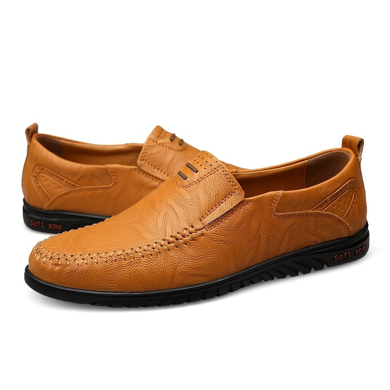 CLOHOO Custom Leather Loafers Soft Sole Stitching Slip On Shoe