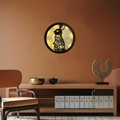Children's Room Decoration Wall Clock LED Light Retro Wooden Sign