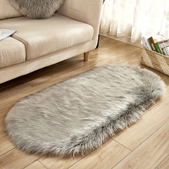 Oval Plush Rug Bedside Foot Cushion Sofa Foot Cushion Carpet Floor Mat 60