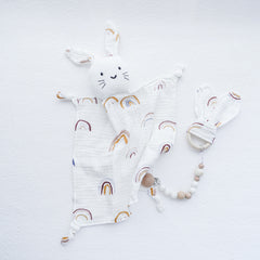 Newborn Baby Cotton Bib & Doll Gift Set - Rabbit Ear Companion Doll