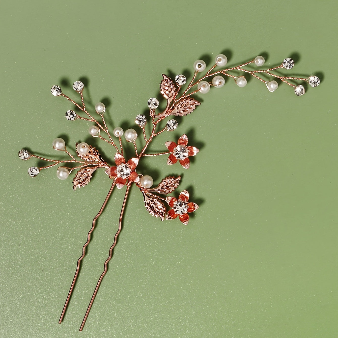 Bridal Hair Pins Flower Bride Headpieces Faux Pearls Hair Clips Crystal Wedding