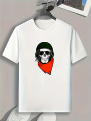 Skull Print Men's Graphic T-shirt Summer Casual Comfy Tee