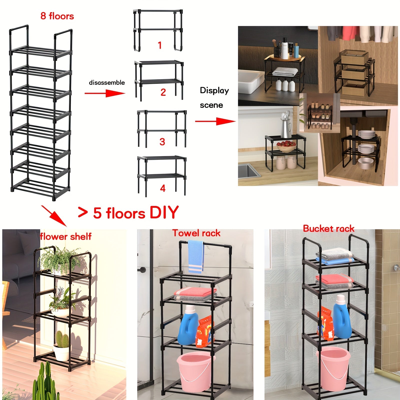 2-Layer Shoes Storage Rack Floor Standing Organizer Shelf