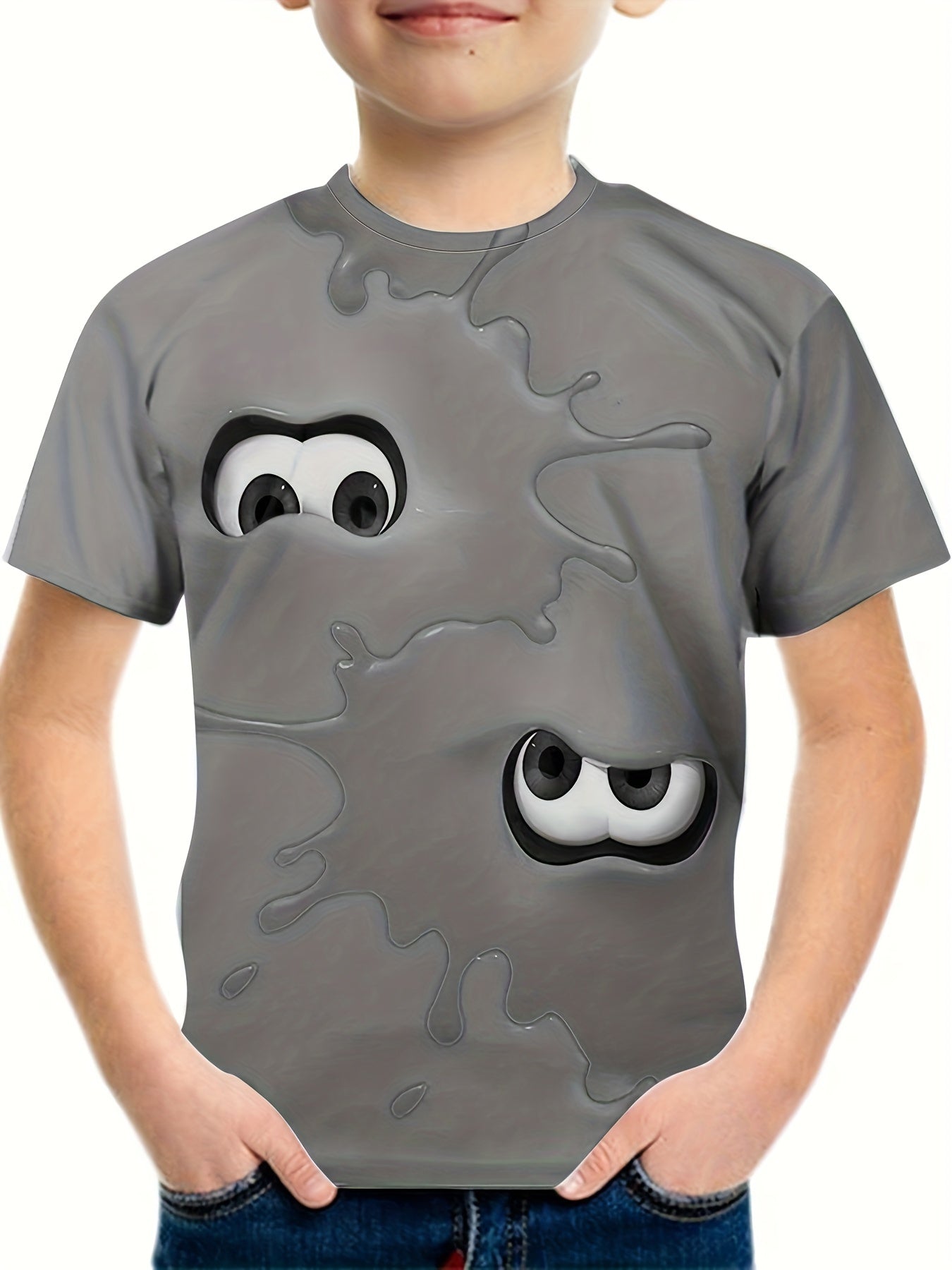 Boy's Funny Cartoon Pattern T shirt for Summer