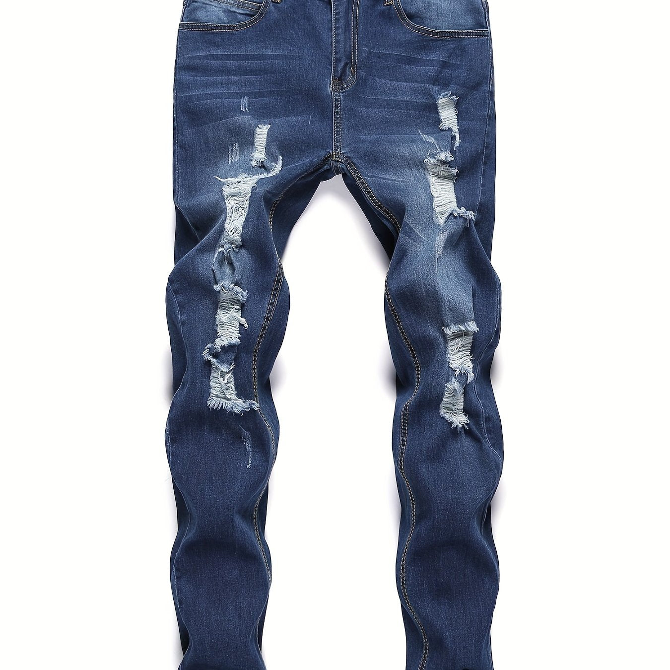 Men's Ripped Distressed Skinny Jeans Stretchy Washed Denim Pants