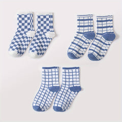 Bear Print Crew Socks Plaid Stockings 6 8 10 Pairs